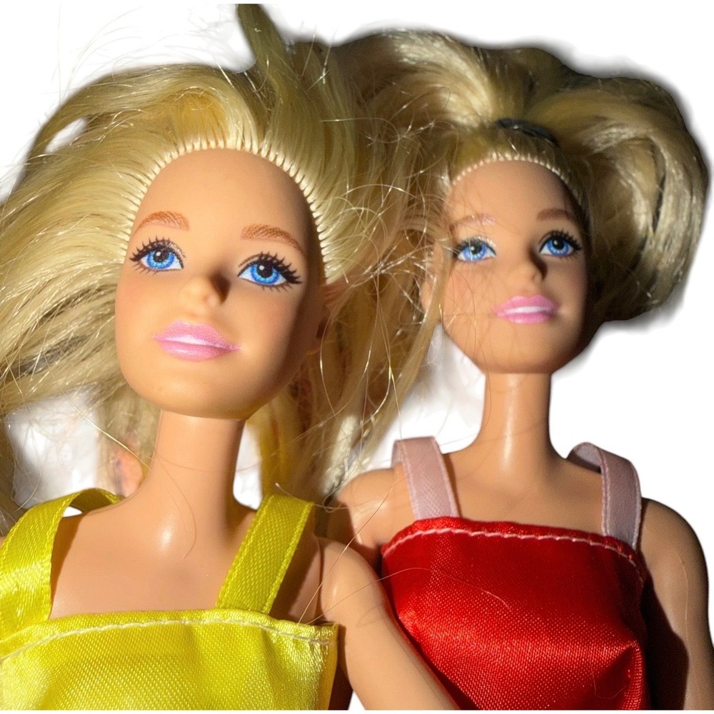 Two Mattel Barbie 2013 Blonde Blue Eyes Made To Move Articulated Dolls Dressed